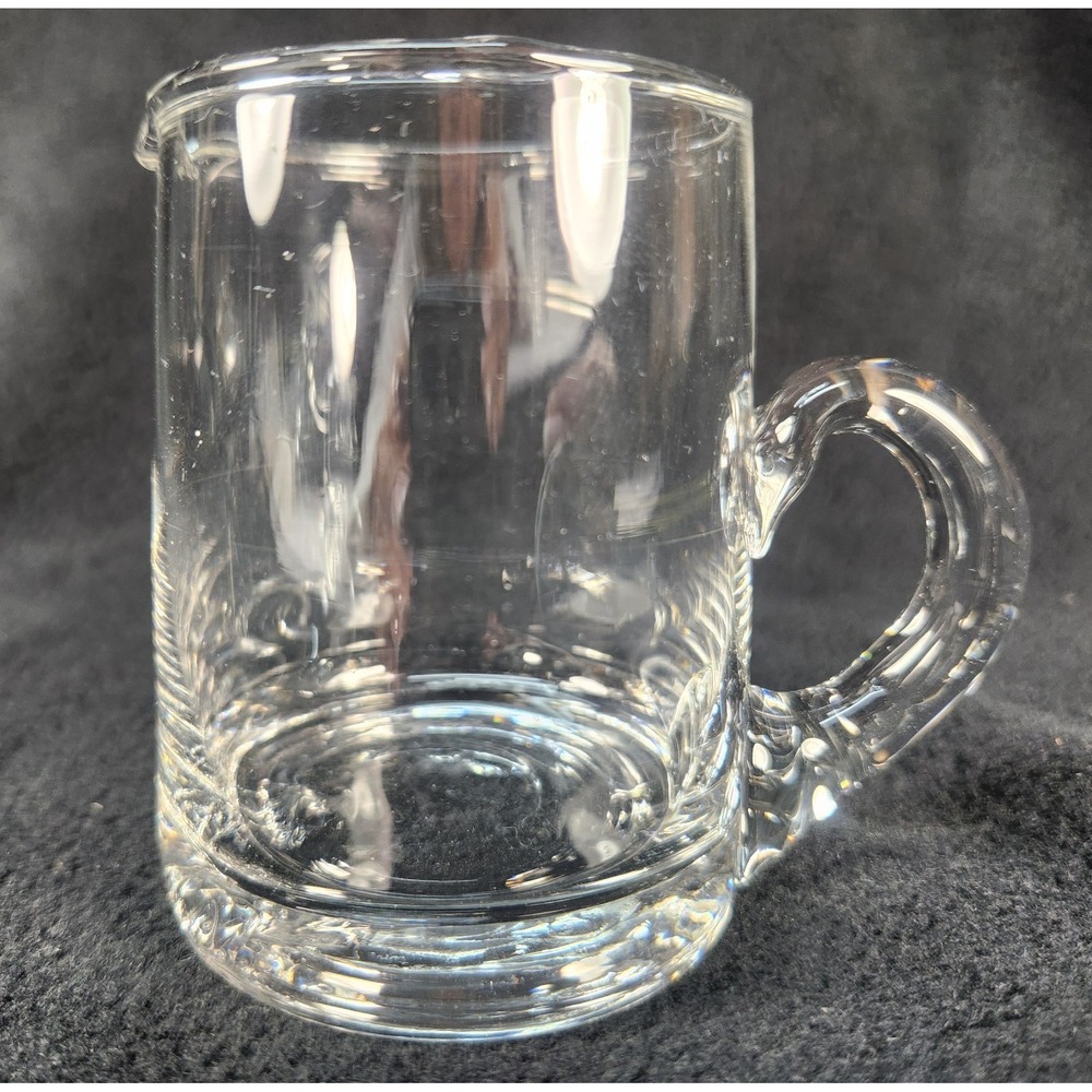 Vintage Clear Hand Blown Art Glass Creamer Coffee Tea Mini Mug Decor 3.5"
